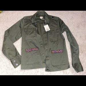 Green Jacket with beaded trim pockets